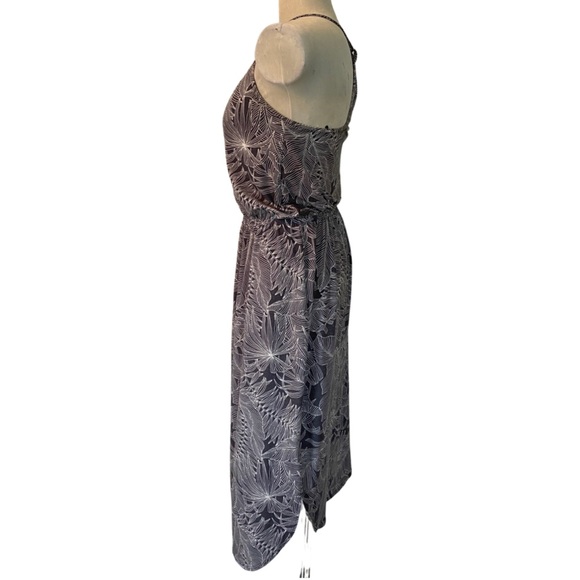 PrAna Gray & White Tropical Leaf Print Racerback Spaghetti Strap Casual Dress - Picture 9 of 9